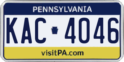 PA license plate KAC4046