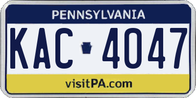 PA license plate KAC4047
