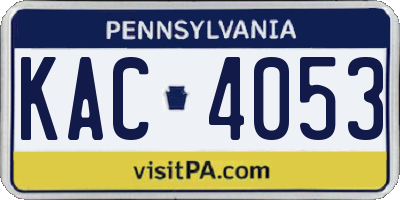 PA license plate KAC4053