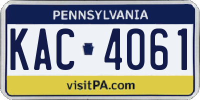PA license plate KAC4061