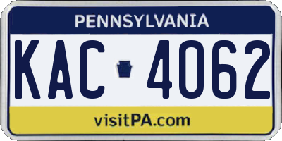 PA license plate KAC4062