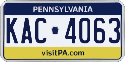PA license plate KAC4063