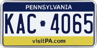 PA license plate KAC4065