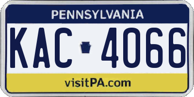 PA license plate KAC4066