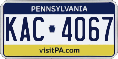 PA license plate KAC4067