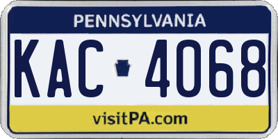 PA license plate KAC4068