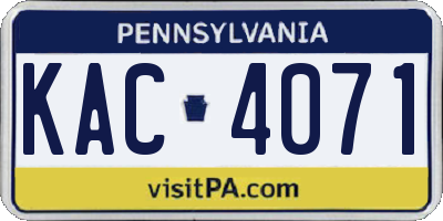 PA license plate KAC4071