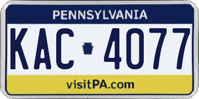 PA license plate KAC4077