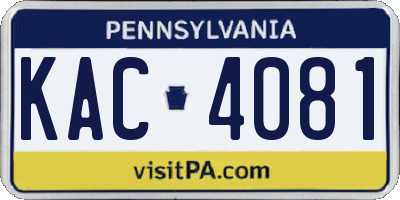 PA license plate KAC4081
