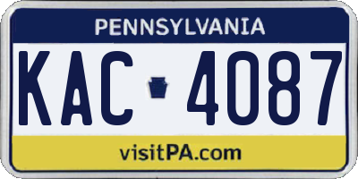 PA license plate KAC4087
