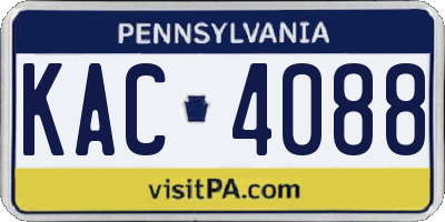 PA license plate KAC4088