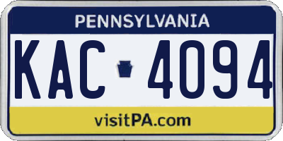 PA license plate KAC4094