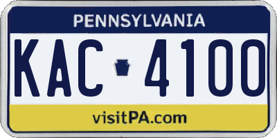 PA license plate KAC4100