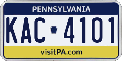 PA license plate KAC4101
