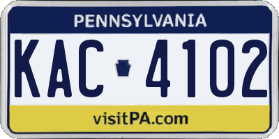 PA license plate KAC4102