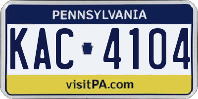 PA license plate KAC4104