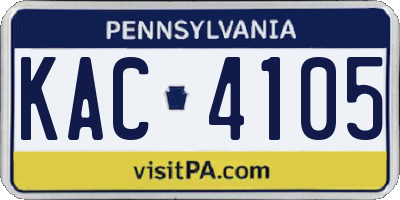 PA license plate KAC4105