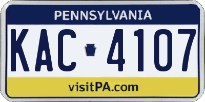 PA license plate KAC4107