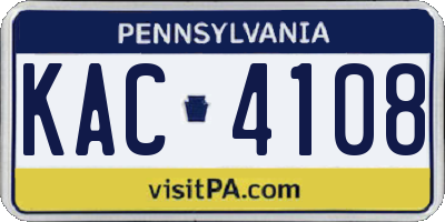 PA license plate KAC4108