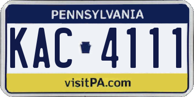 PA license plate KAC4111