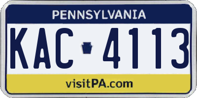 PA license plate KAC4113