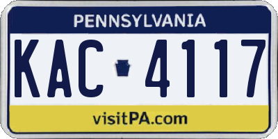 PA license plate KAC4117