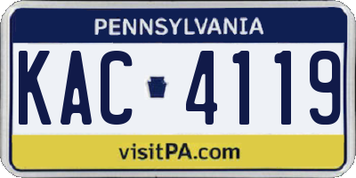 PA license plate KAC4119