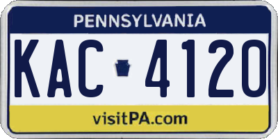 PA license plate KAC4120