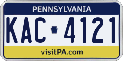PA license plate KAC4121
