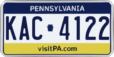 PA license plate KAC4122