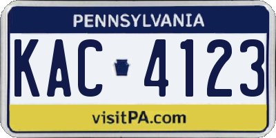 PA license plate KAC4123