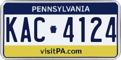 PA license plate KAC4124