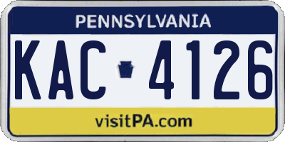 PA license plate KAC4126