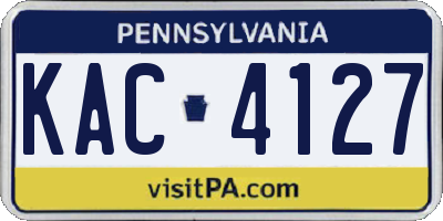 PA license plate KAC4127