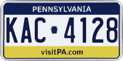 PA license plate KAC4128