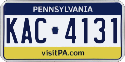 PA license plate KAC4131