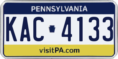 PA license plate KAC4133