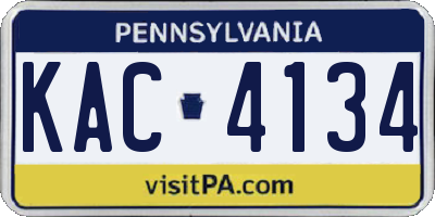 PA license plate KAC4134