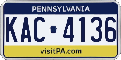 PA license plate KAC4136