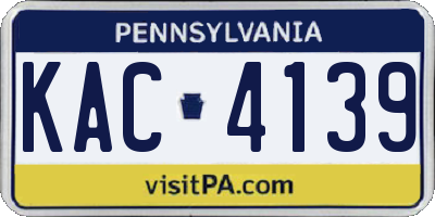 PA license plate KAC4139