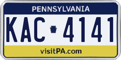 PA license plate KAC4141