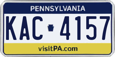 PA license plate KAC4157