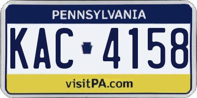 PA license plate KAC4158