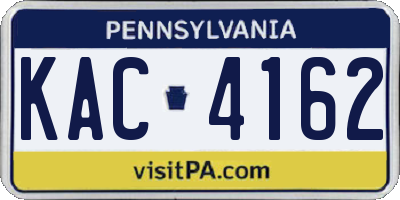 PA license plate KAC4162