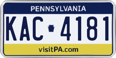 PA license plate KAC4181