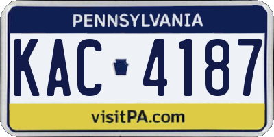 PA license plate KAC4187