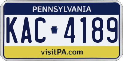 PA license plate KAC4189