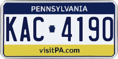 PA license plate KAC4190