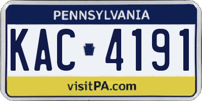 PA license plate KAC4191