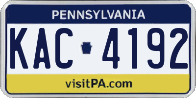 PA license plate KAC4192